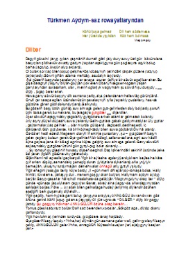Türkmen Aýdym–saz rowaýatlaryndan